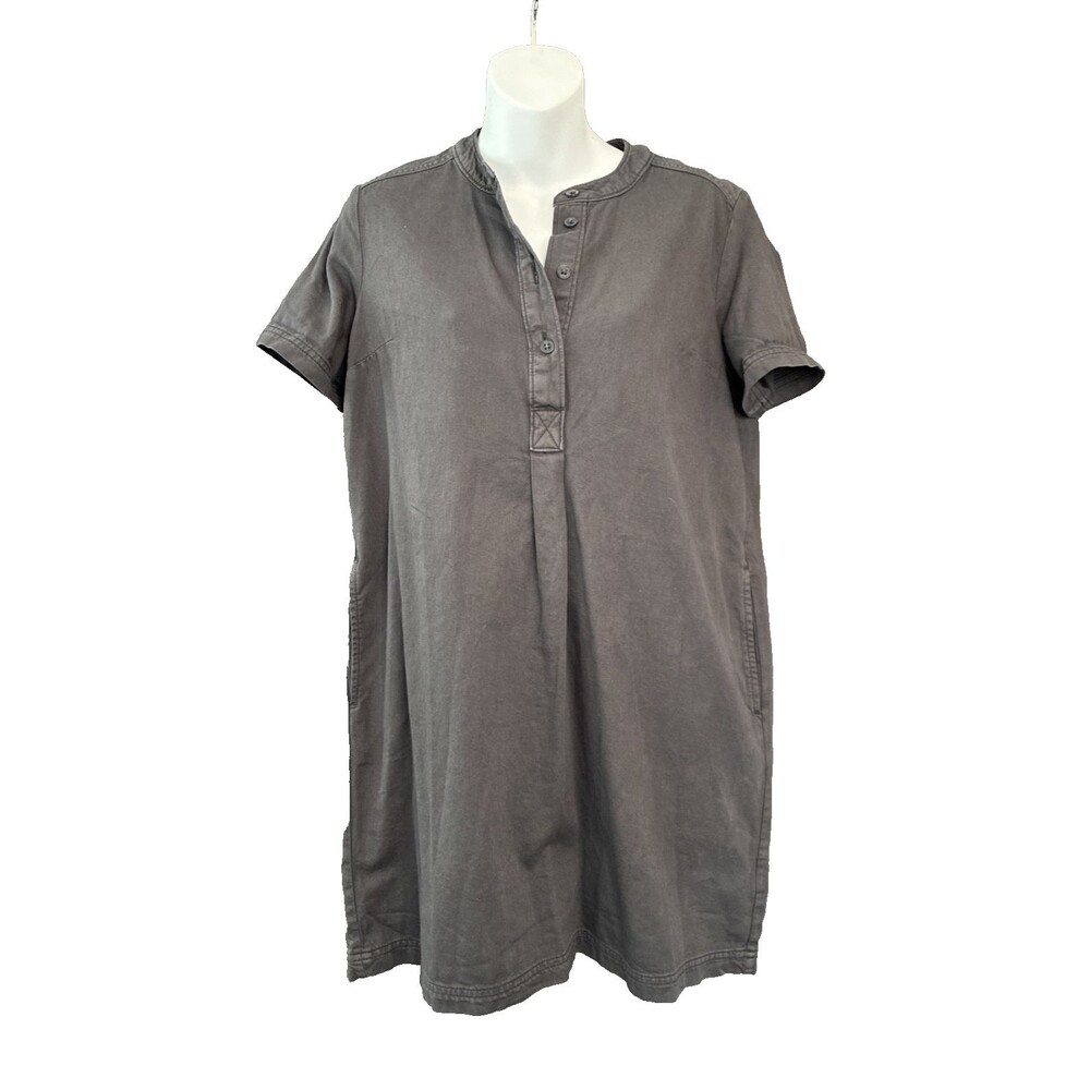 Gap Popover Shift Mini Dress Sz XSP Gray Black Pleats Minimal Casual Coastal NWT